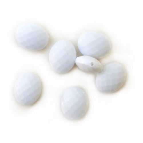 Solid Plastic Faceted Oval Beads, 23x2 mm, White -20 grams