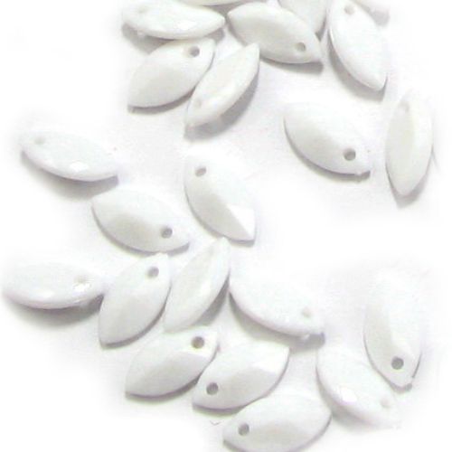 Acrylic oval solid beads for jewelry making 12x6x4 mm hole 1.4 mm white - 50 grams