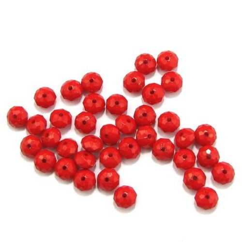Acrylic abacus solid beads for jewelry making 8x5 mm hole 1 mm red - 20 grams ~ 100 pieces