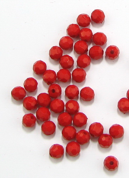 Acrylic polyhedron solid beads for jewelry making 6 mm hole 1.55 mm red - 50 grams ~ 470 pieces