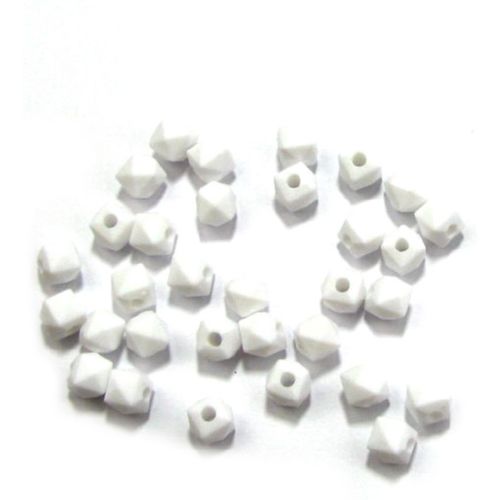 Faceted Plastic Matte Beads, 9x8 mm, Hole: 2.6 mm, Solid White -20 grams