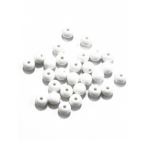 Plastic Solid Ball Beads, 8 mm, Hole: 2 mm, White -50 grams ~ 180 pieces
