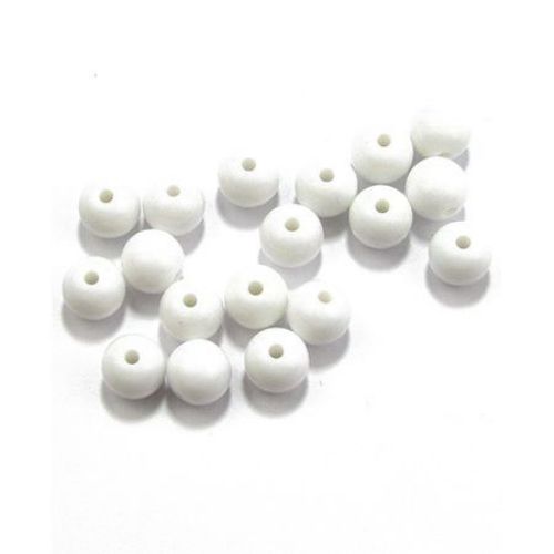 Acrylic round solid beads for jewelry making 10 mm hole 2 mm white - 50 grams ~ 95 pieces