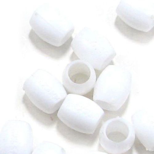 Acrylic cylinder solid beads for jewelry making 10x9 mm hole 5.45 mm white - 50 grams