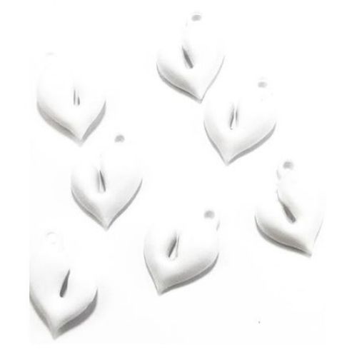 Acrylic heart solid beads for jewelry making 25x22x9 mm hole 3 mm white - 50 grams ~ 20 pieces