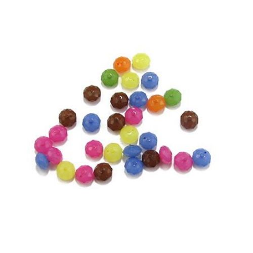 Frosted Acrylic Beads, Round, Mixed color, 8x5mm, 1.5mm hole, 50gr.