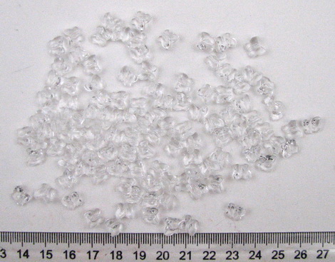 Fluture din cristal  mărgele 8x7x5 mm gaură 1,6 mm transparent -50 grame