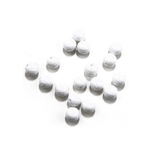 Acrylic round solid beads for jewelry making, polyhedron 10 mm hole 2 mm white - 50 grams ~ 80 pieces