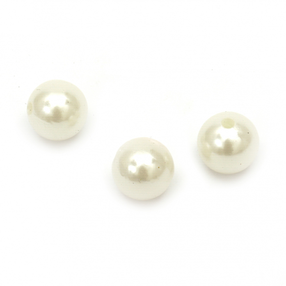 Mărgele perla bila mărgele 14 mm gaură 3 mm culoare crem -50 grame ~ 37 buc