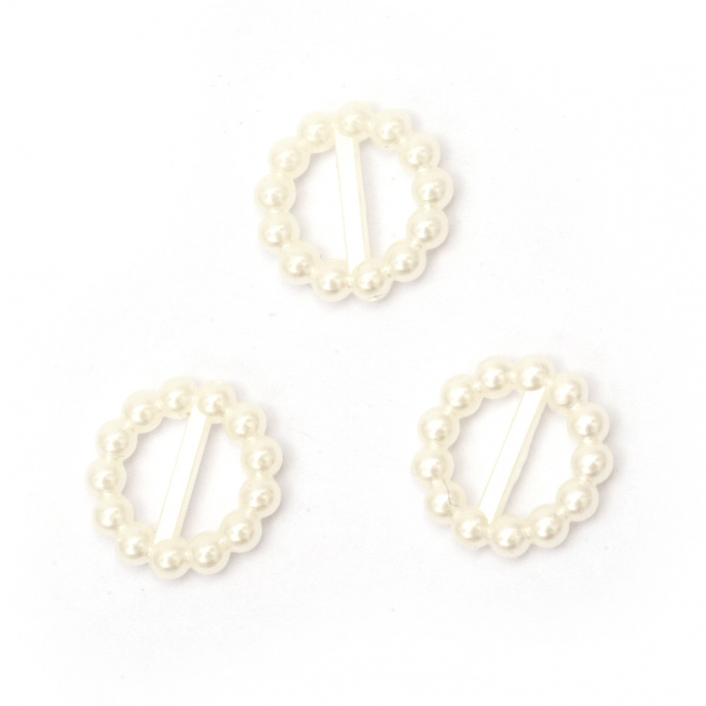 Connecting element pearl 15x3 mm hole 3.5x8 mm color cream -50 pieces