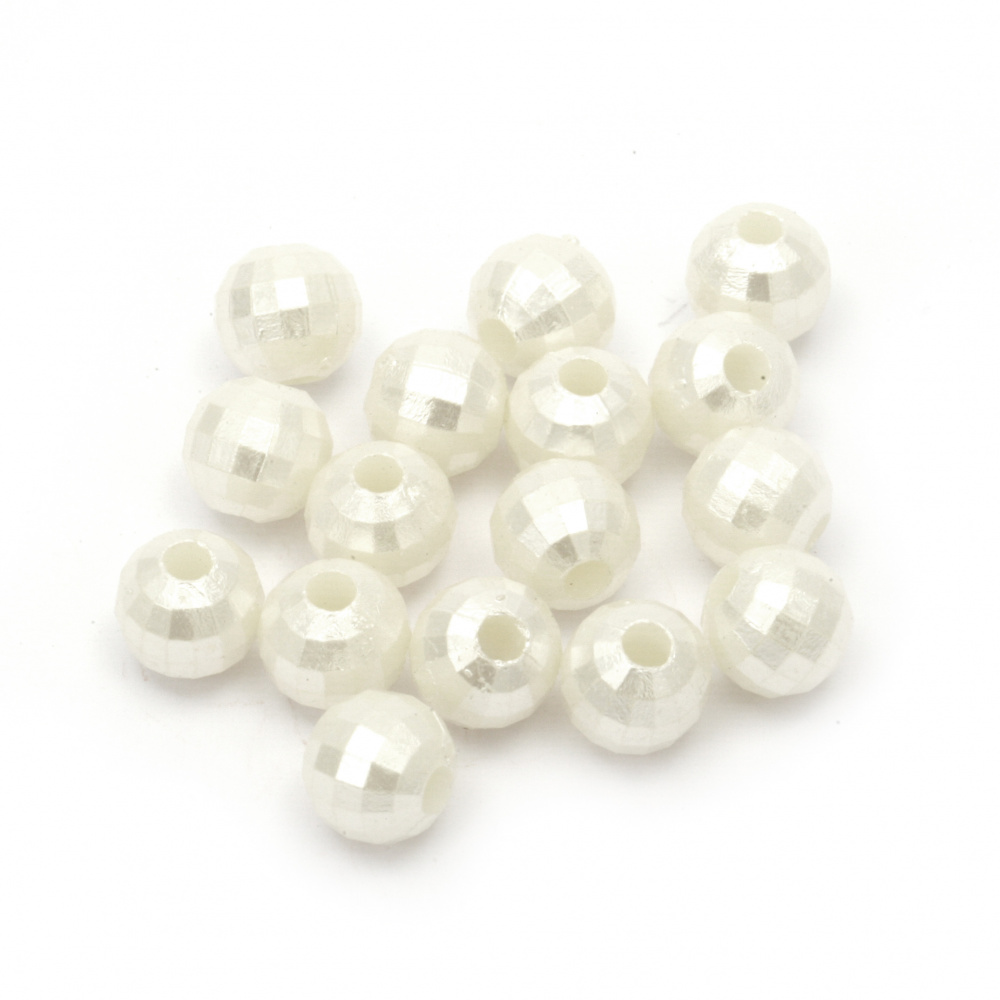Bead, pearl, faceted, and round, 8 mm hole, 2 mm, color cream - 20 grams ~ 90 pieces