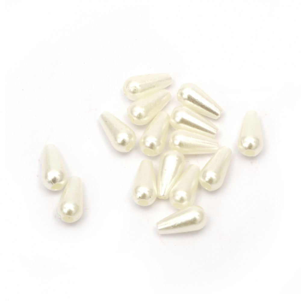 Acrylic Teardrop Bead, Imitation Pearl for Handmade Jewelry, 4x10, Hole: 1mm, Cream -20 grams ~ 360 pieces