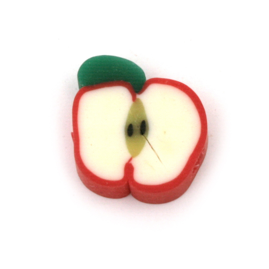 Ябълка фимо 10x12x4 мм дупка 2 мм -10 броя
