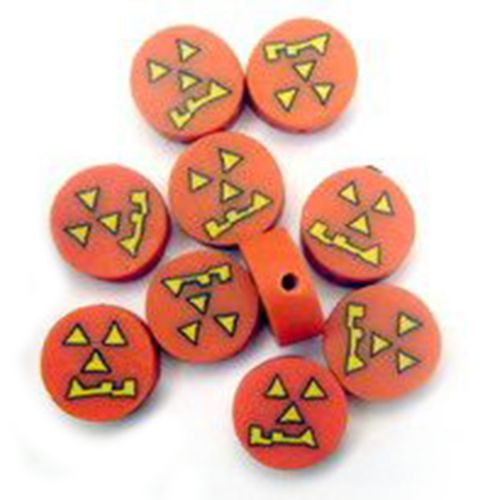 Halloween Fimo Figurine for Craft Making and Decoration, 7mm, Hole: 1 mm -10 pieces