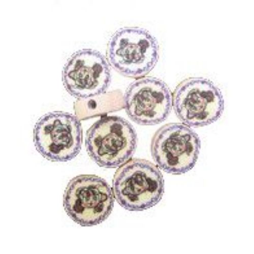 Polymer clay beads, flat round in coin shape 1 mm 11 - 10 pieces