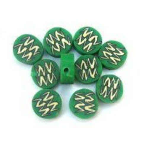 Polymer clay beads, flat round, coin form 1 mm 16 - 10 pieces