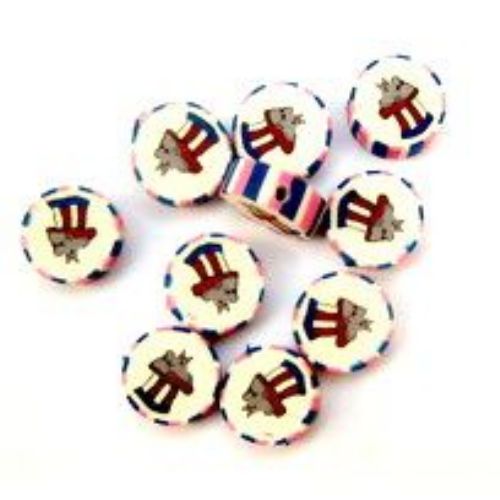 Polymer clay beads, flat round, coin shaped for DIY decorations and jewelry making 1 mm 24 - 10 pieces
