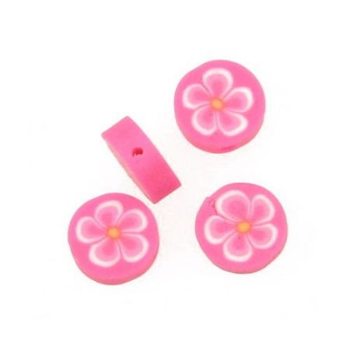 Flat round polymer clay beads in coin shape for decoration on hairpins, tiaras and other accessories 10 mm 29 - 10 pieces