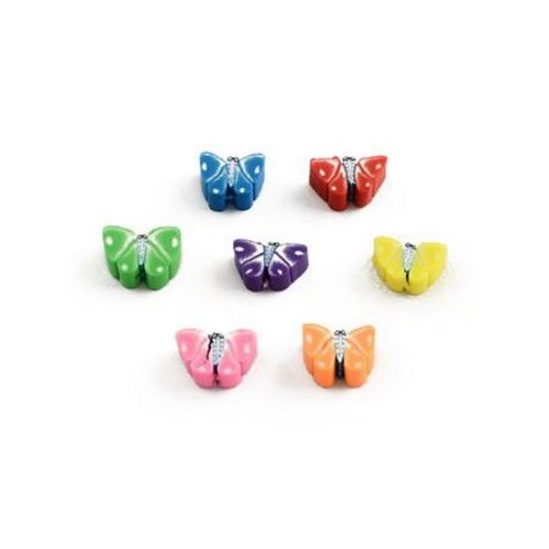 Butterfly polymer clay beads 6 ± 8x9 ± 10x4 mm hole 1 ± 2 mm mixed colors - 10 pieces