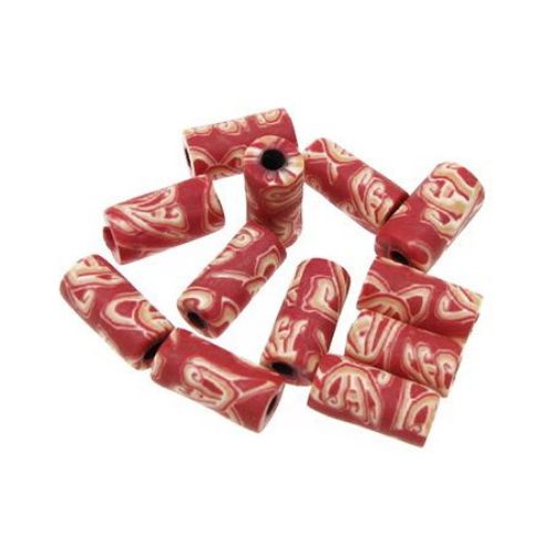Colorful polymer clay cylinder beads 5x10 mm - 20 pieces