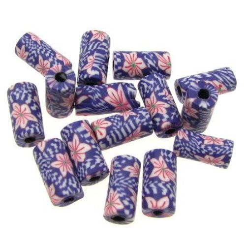 Cylindrical, polymer clay bead 5x10 mm - 20 pieces