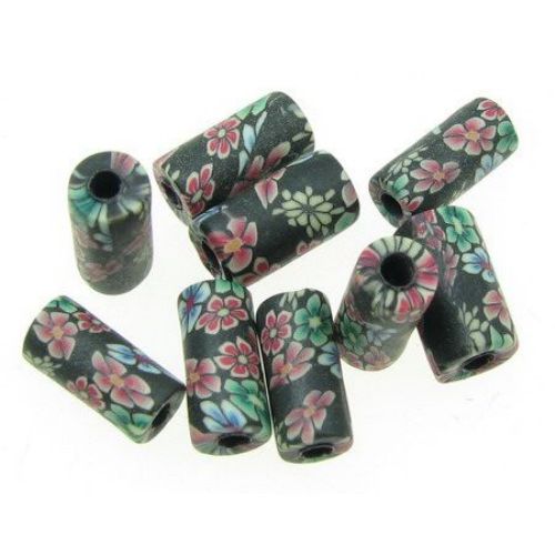 Polymer Clay Beads, Cylinder, 5x10mm, 20 pcs