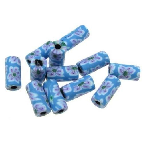 Painted polymer clay cylinder shaped beads 5x10 mm 9 - 20 pieces