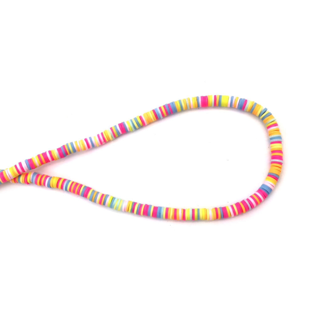 Κορδόνι από χάντρες FIMO, δίσκος 6x1 mm, τρύπα 2 mm, κίτρινο-μωβ απόχρωση ~350 τεμάχια