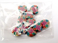 Polymer clay beads, flat in heart shape, little 8 mm 1 - 10 pieces