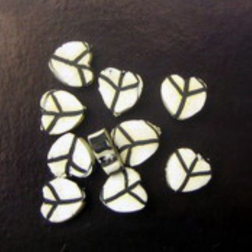 Two-color little heart polymer clay beads 8 mm 7 - 10 pieces