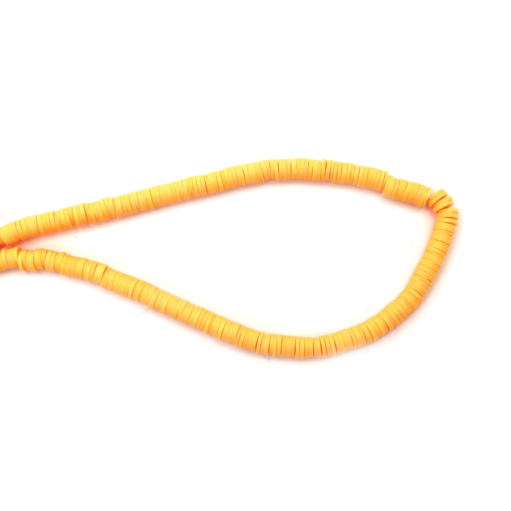 Niz FIMO perlic, diskaste, temno rumene, 6x1 mm, luknja 2 mm, ~320 kos