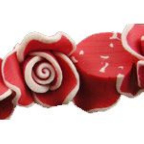 Trandafir fimo 8x6 ~ 7 mm roșu -10 bucăți