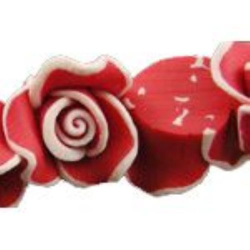 Polymer Clay Beads, Rose, Red, 10mm, 10 pcs