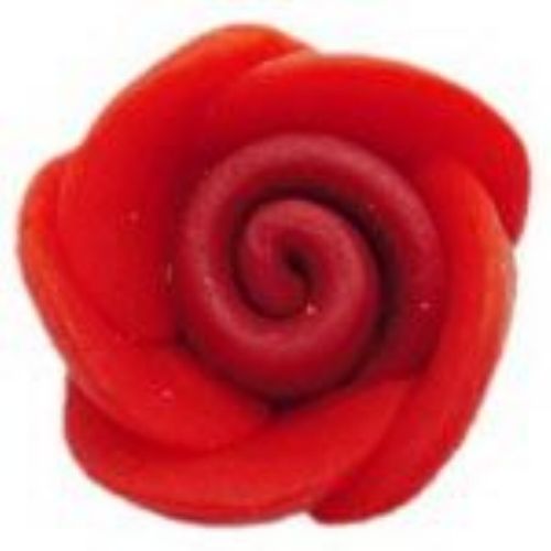 Роза фимо 12 мм червена -10 броя