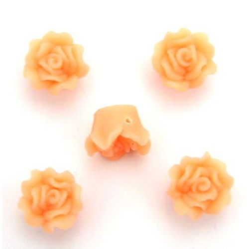 Polymer clay beads in the shape of a rose 15x10 mm hole 1 mm peach - 5 pieces