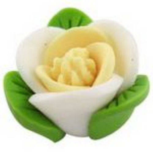 Polymer clay beads in the shape of a rose 12 mm white - 5 pieces
