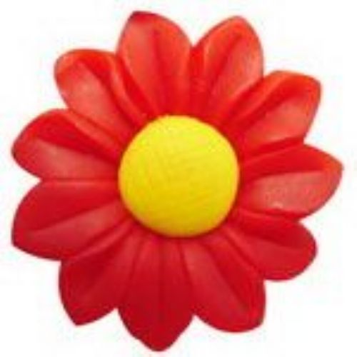 Handmade Polymer Clay Flower for Craft Decorations, 20 mm, Red -4 pieces