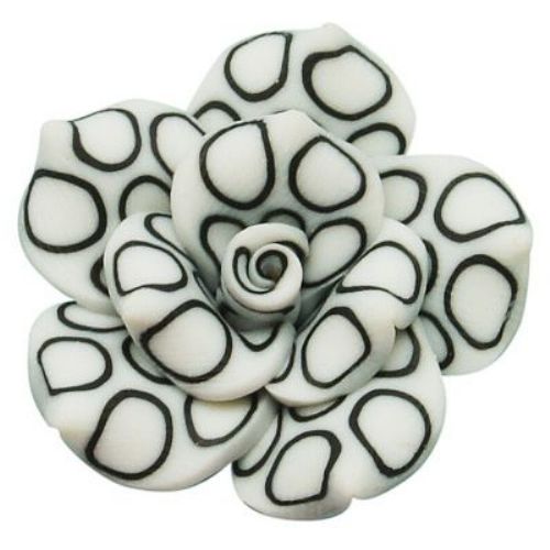 Two-colored FIMO Patterned Rose, 25x12 mm, Hole: 1 mm - 4 pieces