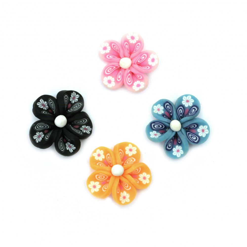 FIMO Flowers for Decoration - ASSORTED 26x13 mm - 4 pieces