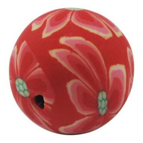 Polymer Clay Beads, Round, 18mm, 2mm hole, 5 pcs