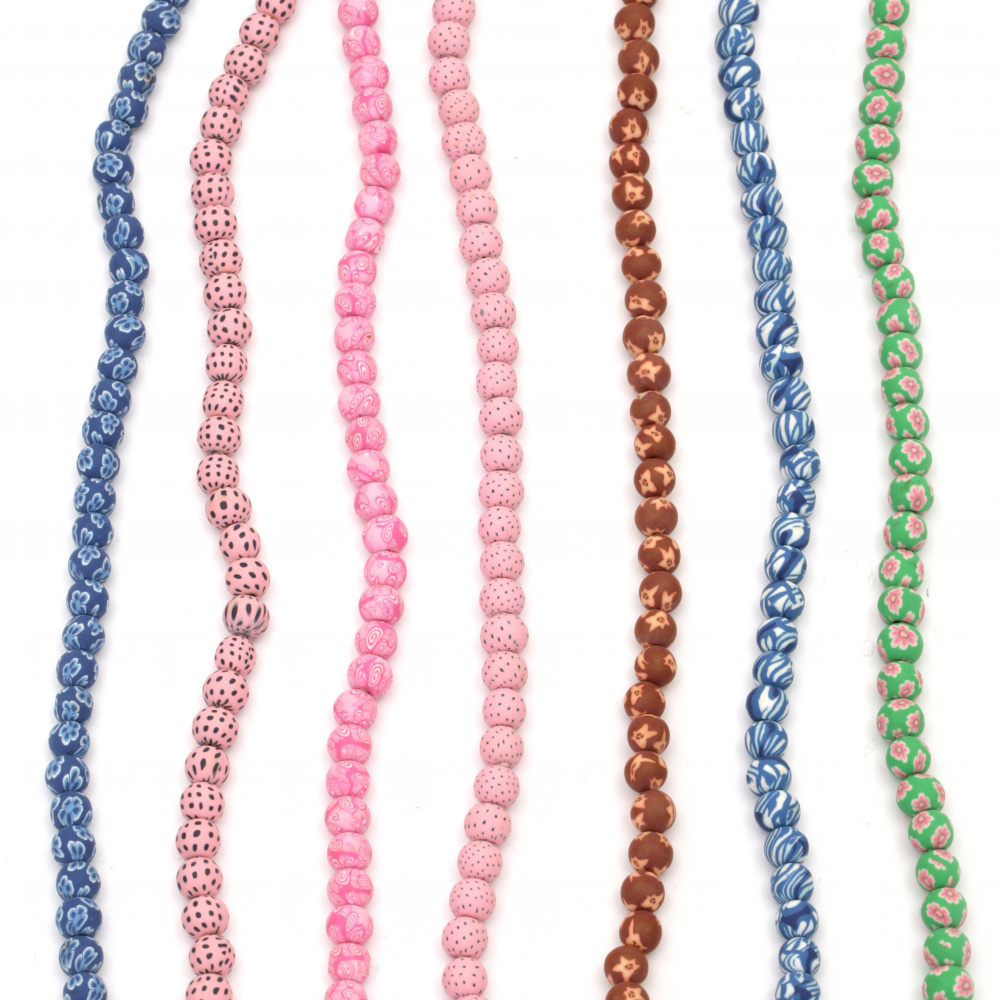 String FIMO Ball Beads for DYI Necklace Bracelet Jewelry Making, 9 mm, Hole: 2 mm, MIX ~ 50 pieces