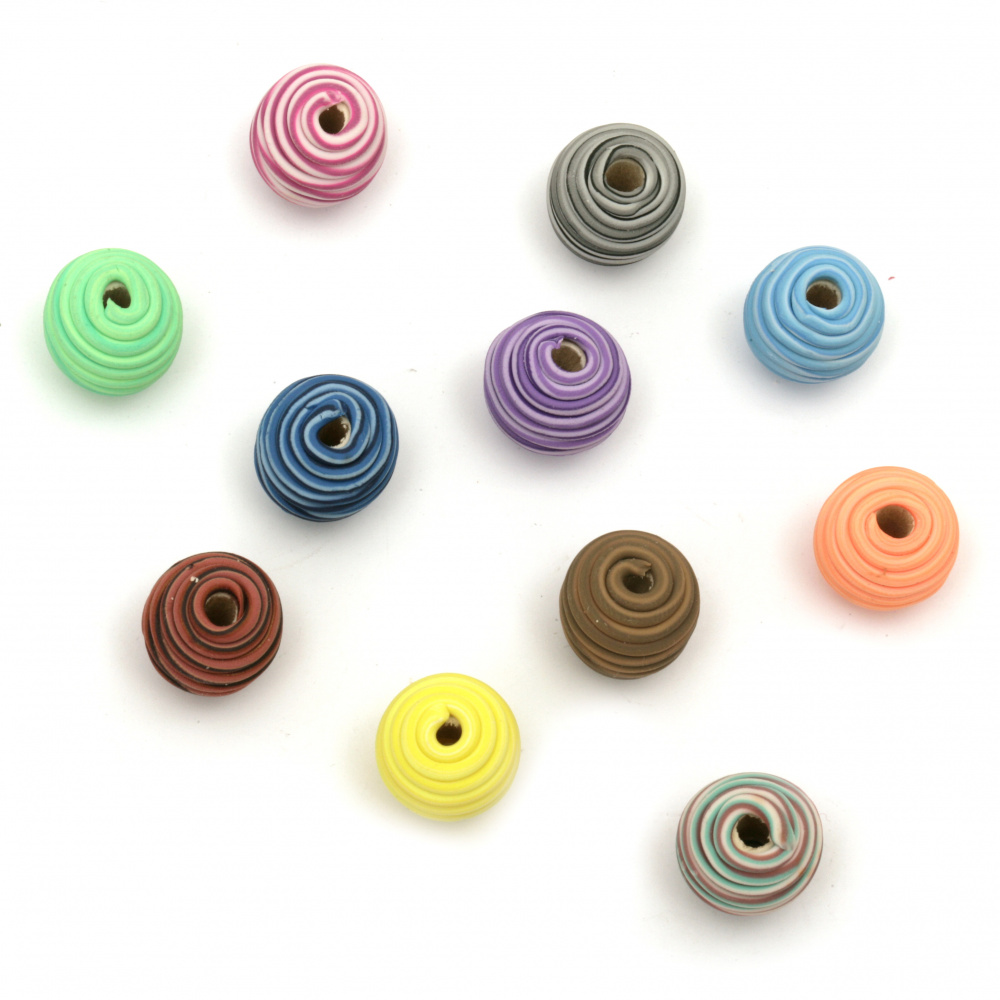 Polymer Clay Ball Beads, 15 mm, Hole: 3 mm, MIX - 1 piece
