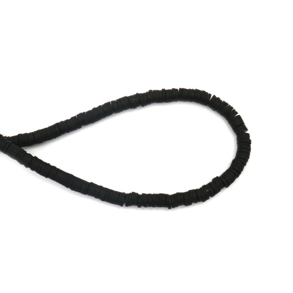 String of FIMO Washer Beads /  6x1 mm, Hole: 2 mm / Black ~ 320 pieces