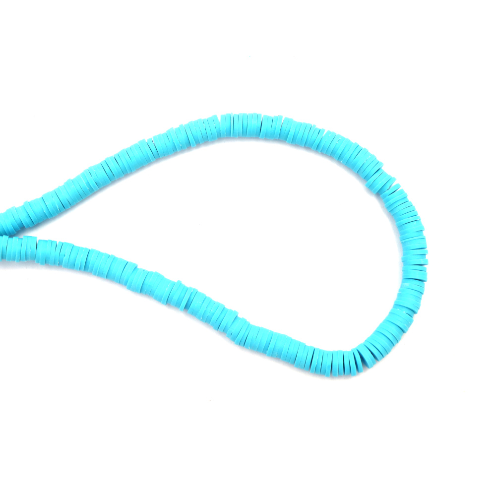 String of FIMO Washer Beads / 6x1 mm, Hole: 2 mm / Blue ~ 320 pieces