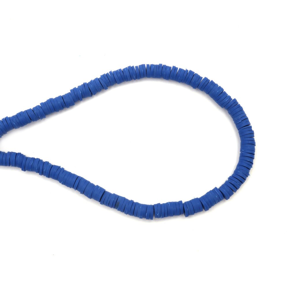 String of FIMO Washer Beads / 6x1 mm, Hole: 2 mm / Royal Blue ~ 320 pieces