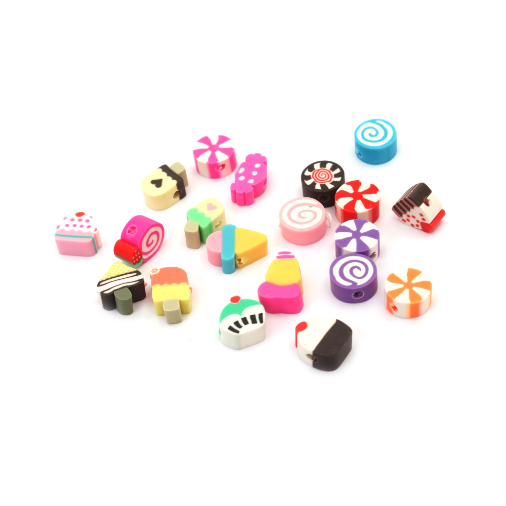 FIMO Elements for Decoration: Candy MIX / 9±12±5 mm, Hole: 2 mm - 20 pieces