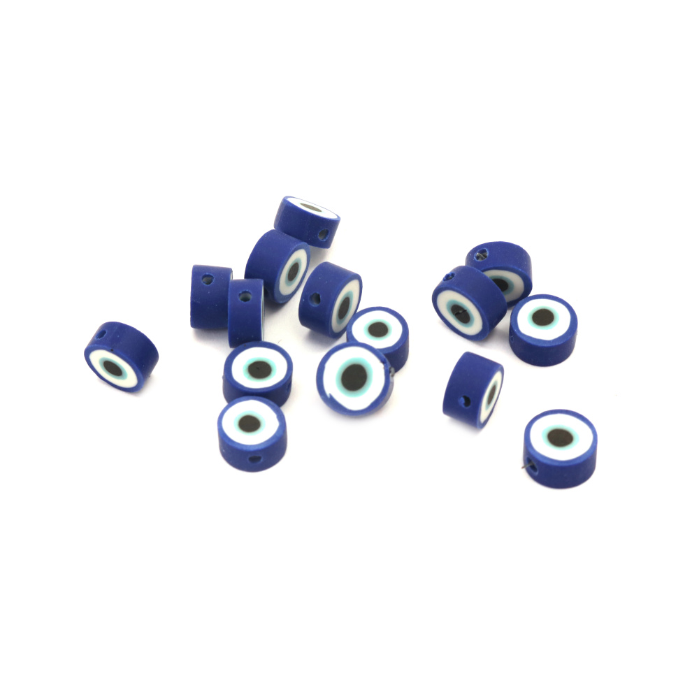 FIMO Elements for Decoration: Blue Eye / 9x4 mm, Hole: 2 mm  - 20 pieces