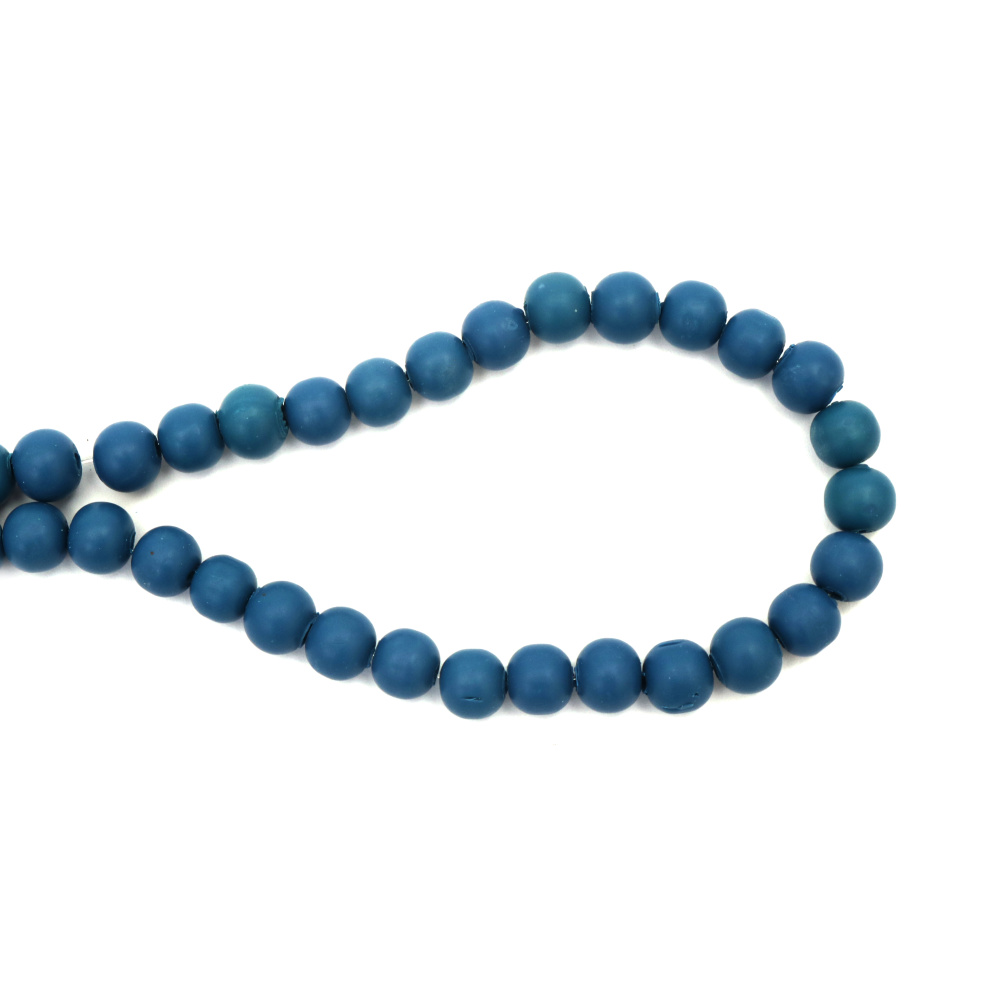 FIMO Ball Beads String / 8 mm,  Hole: 2 mm / Dark Blue - 50 pieces