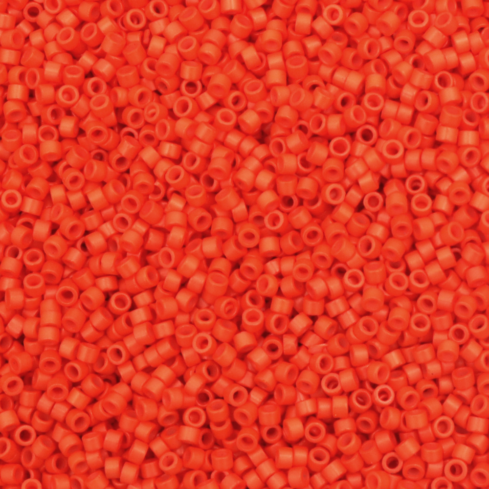 Glass Beads MIYUKI Delica Round / 2.5x1.6 mm / Hole: 0.8 mm / Solid Bright Orange - 10 grams ~ 790 pieces
