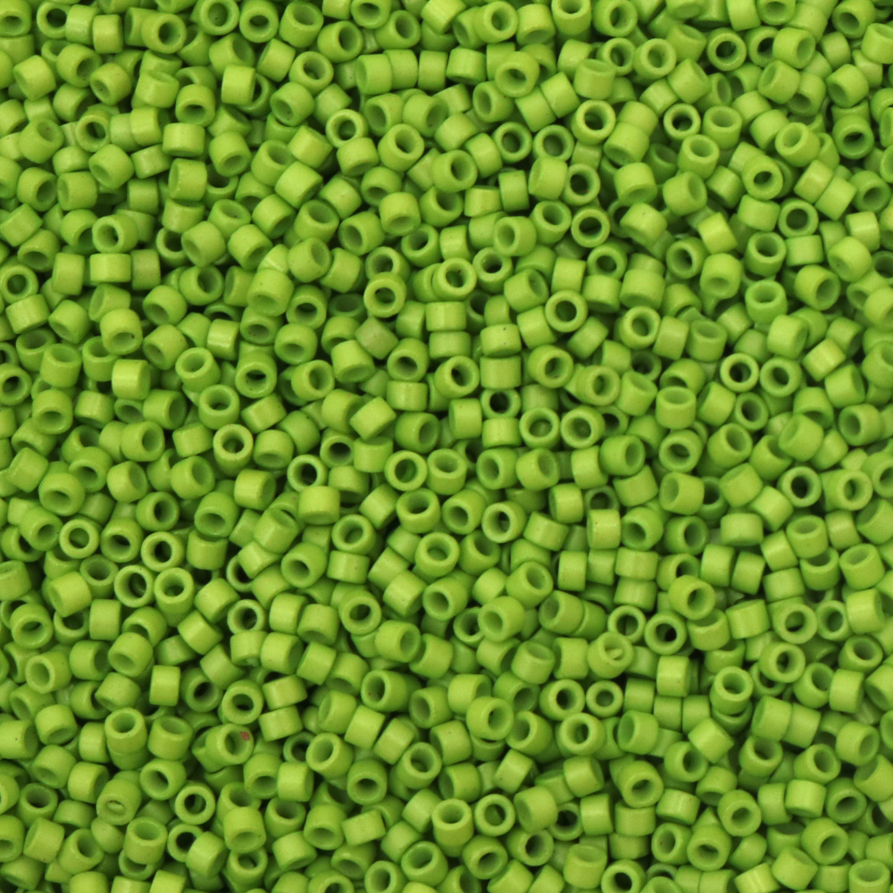 Glass Beads MIYUKI Delica Round / 2.5x1.6 mm, Hole: 0.8 mm / Color: Solid Bright Green - 10 grams ~ 790 pieces